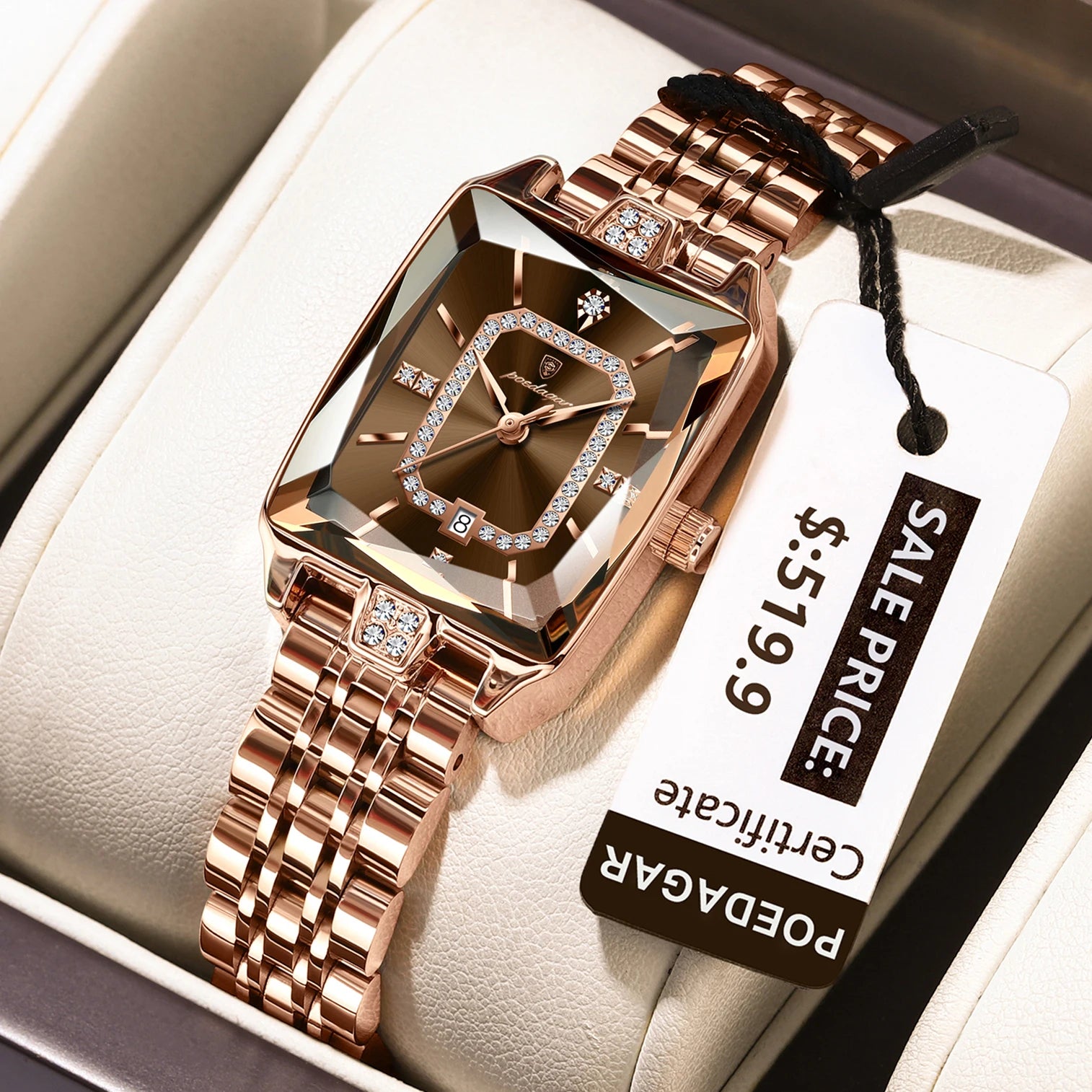 Luxury Watch for Woman Waterproof Calendar High Quality Ladies Watch Stainless Steel Quartz Women'S Watches Elegant+Box