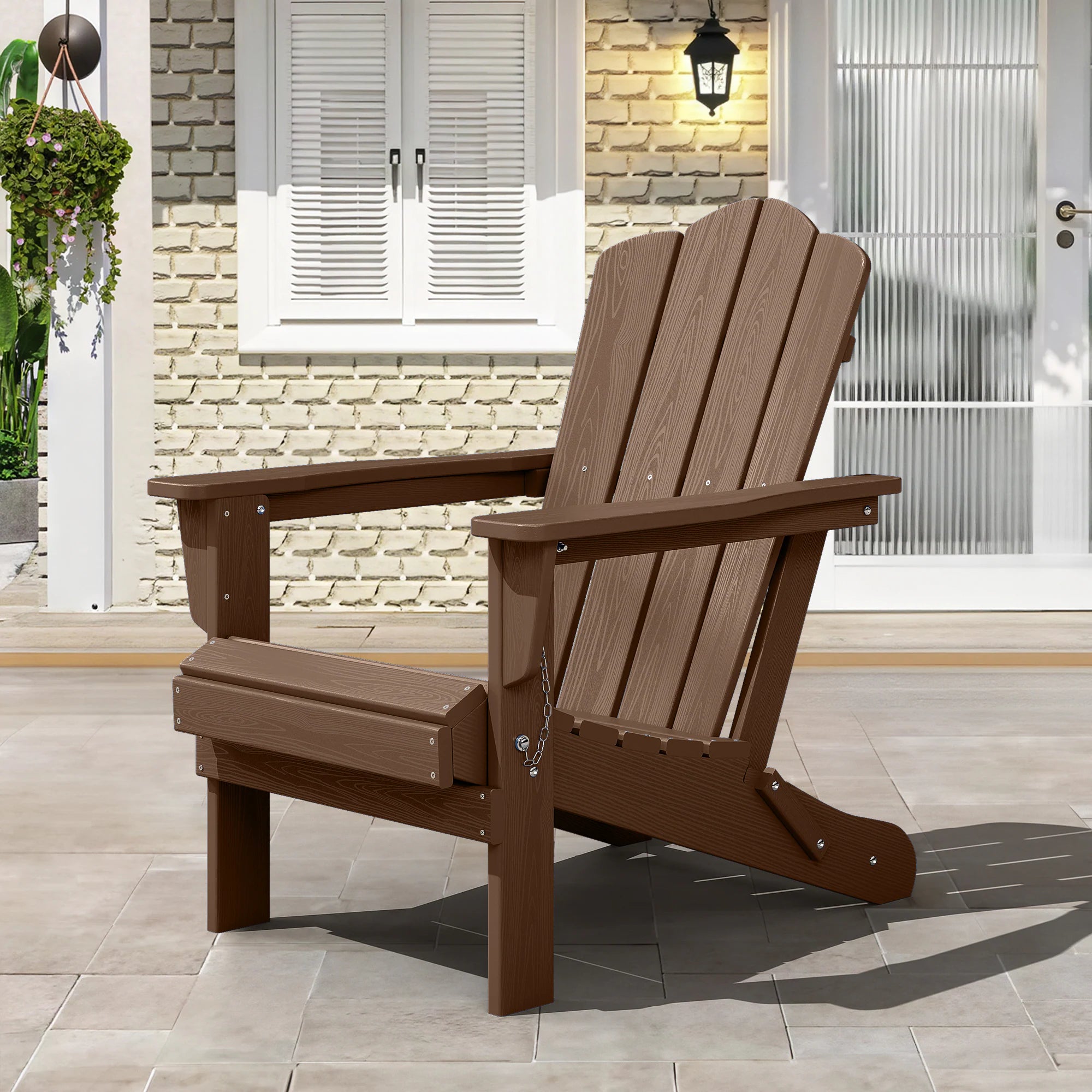 HDPE Folding Adirondack Chair Stackable Navy HDPE Frame Stationary Adirondack Chair with Slat Seat