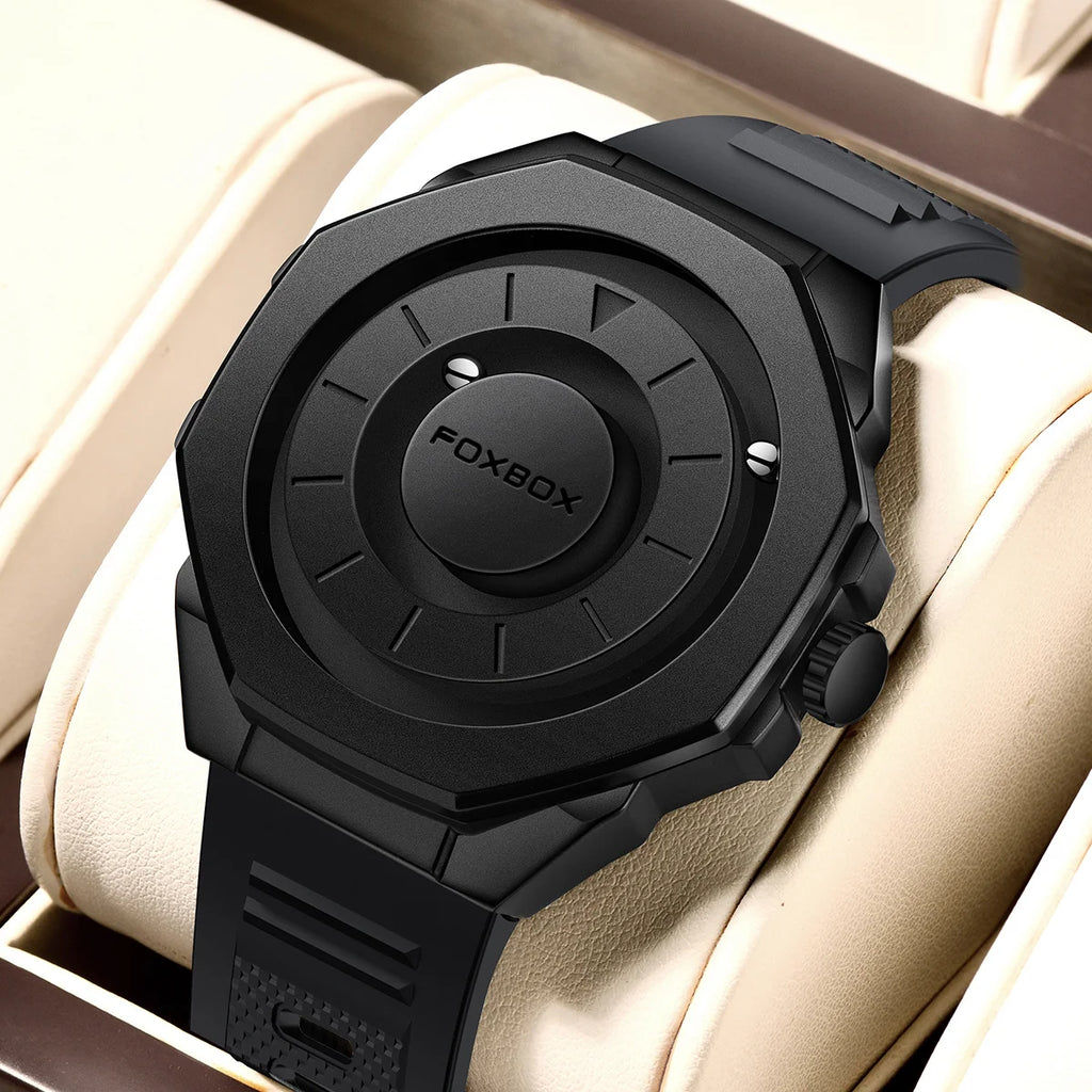 Fashion Casual Men'S Watch Silicone Waterproof Sports Quartz Wristwatches Luxury Rolling Magnetic Steel Ball Business Man Watch