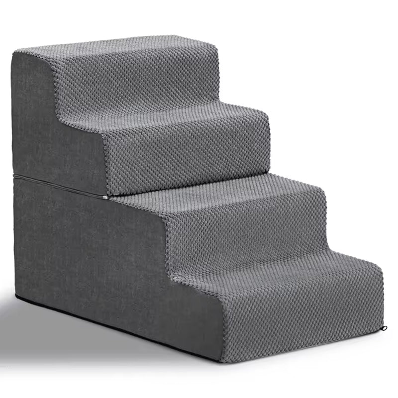 4 Step Dog Stairs for High Beds Non-Slip Removable Washable Cover Ramp Pet Accessory Small Indoor Outdoor Cats Dogs Model