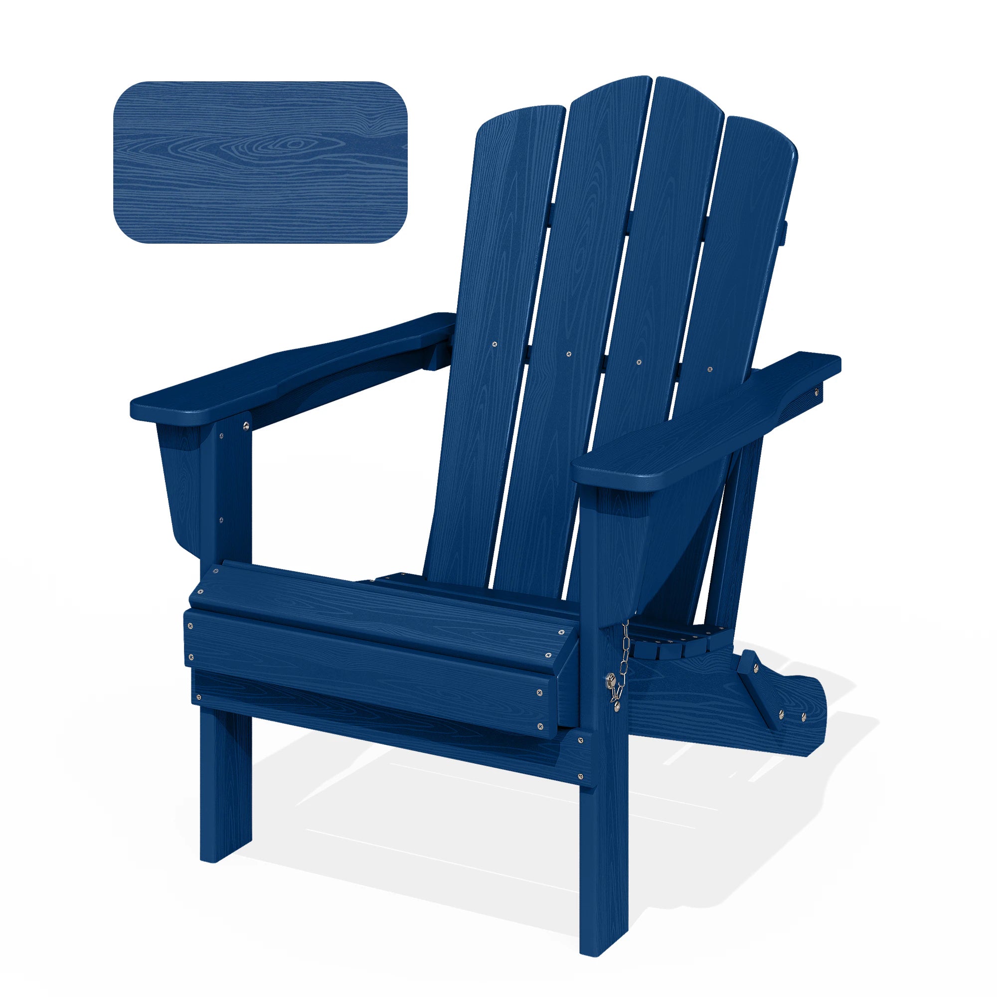 HDPE Folding Adirondack Chair Stackable Navy HDPE Frame Stationary Adirondack Chair with Slat Seat