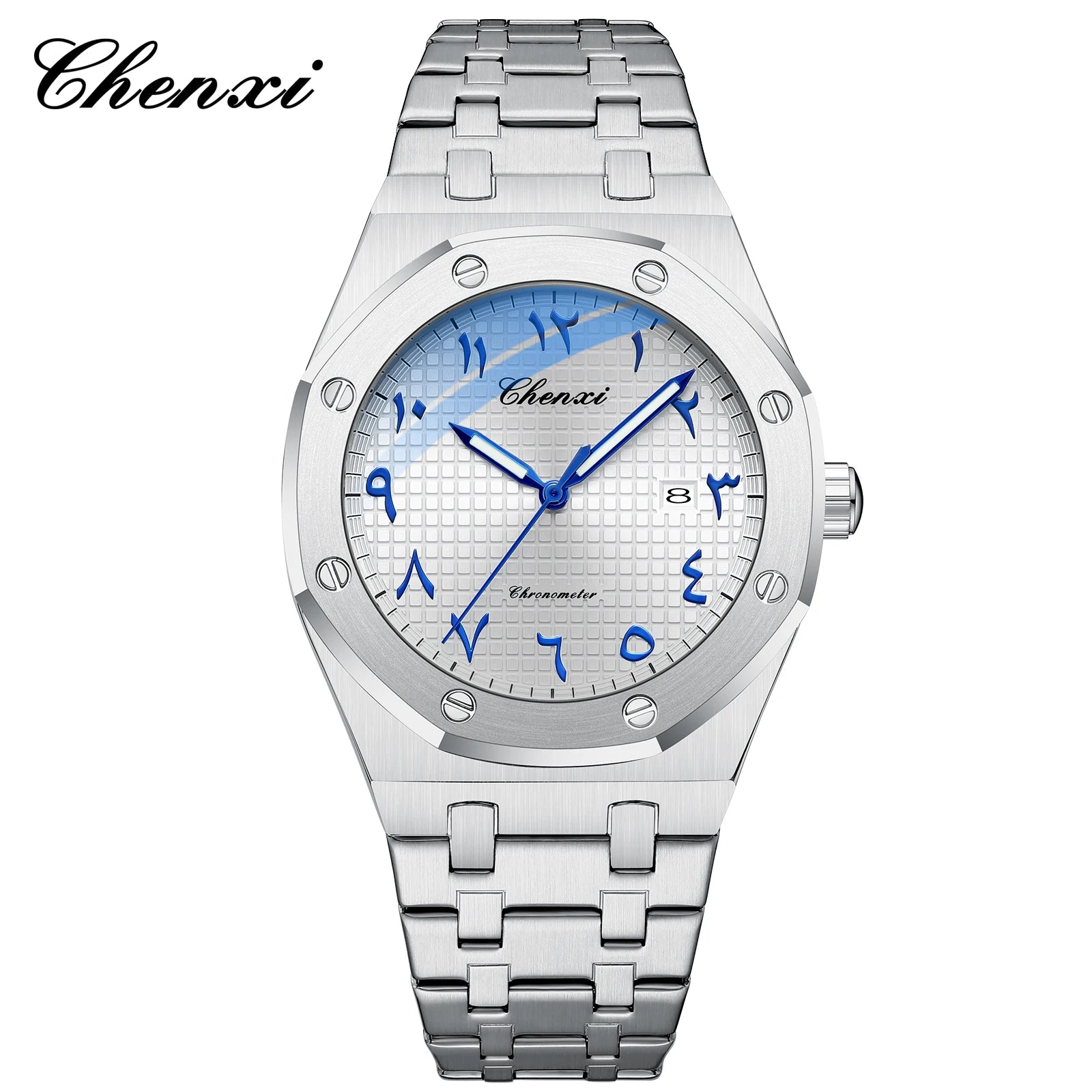 High-End Men'S Watches Waterproof 42Mm Special Eastern Arabic Numerals Dial Calendar Quartz Wristwatch Man Luxury Watch