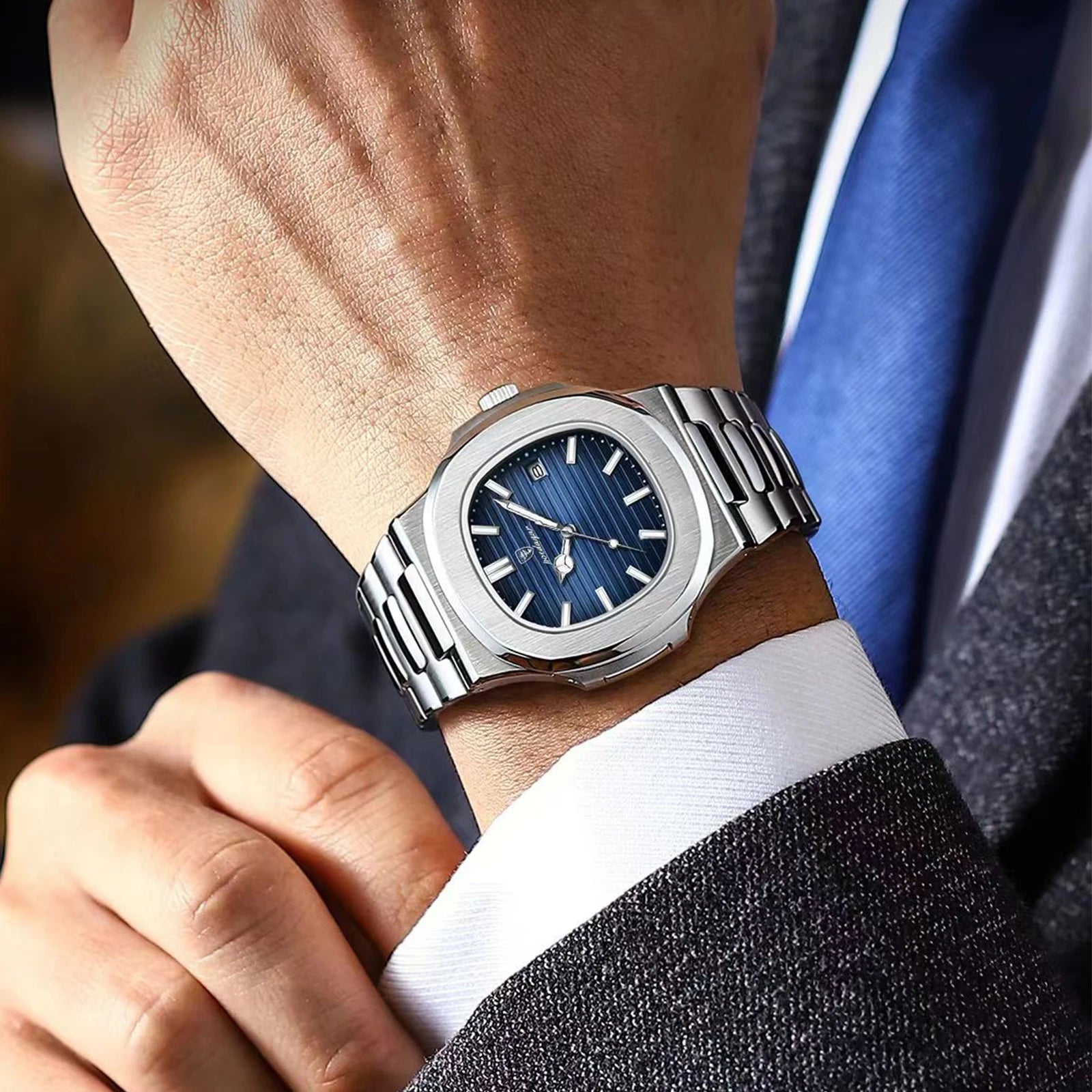 Luxury Watch for Man Waterproof Luminous Date Men Wristwatch Square Stainless Steel Business Men'S Quartz Watches Reloj