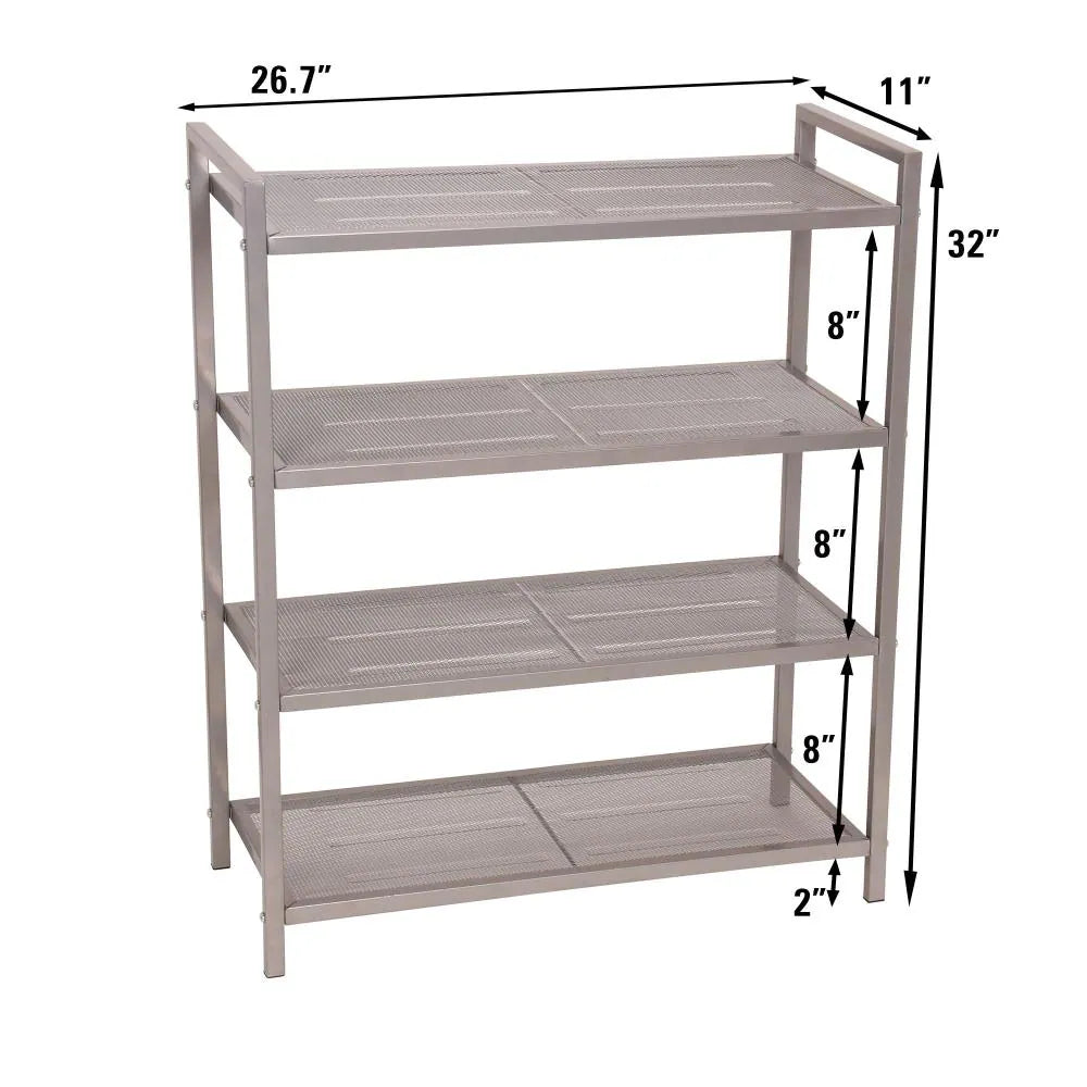 32-In H 4 Tier 12 Pair Nickel Metal Shoe Rack