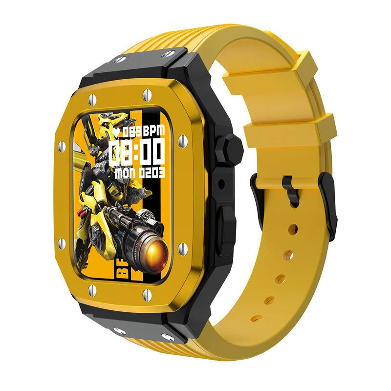 Luxury Modification Kit for Apple Watch Series 8 7 45Mm Men Rugged Case for Iwatch 6 5 4 44Mm Metal Cover+Silicone Sports Strap