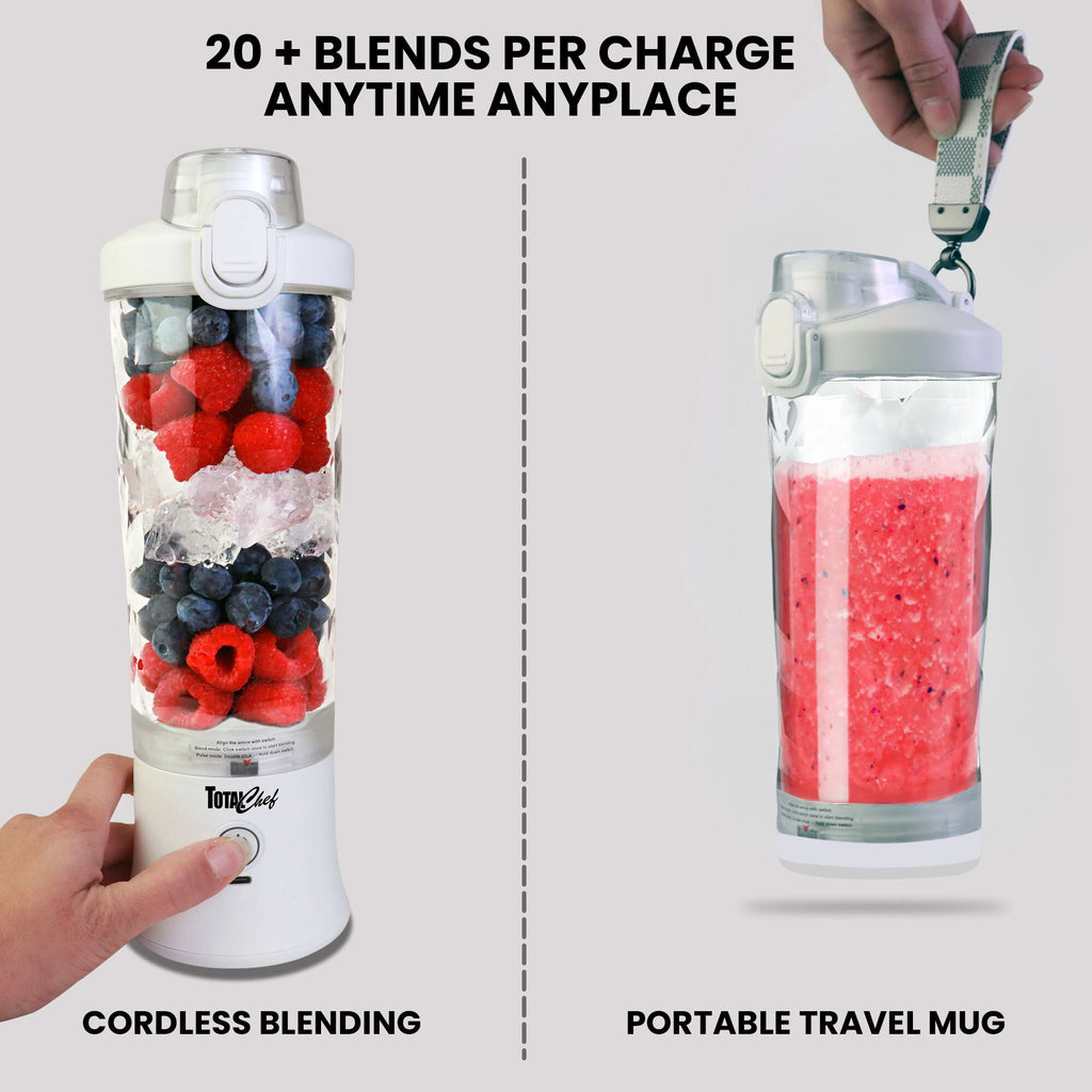 Total Chef USB Rechargeable Portable 20-Oz Countertop Blender ( White )