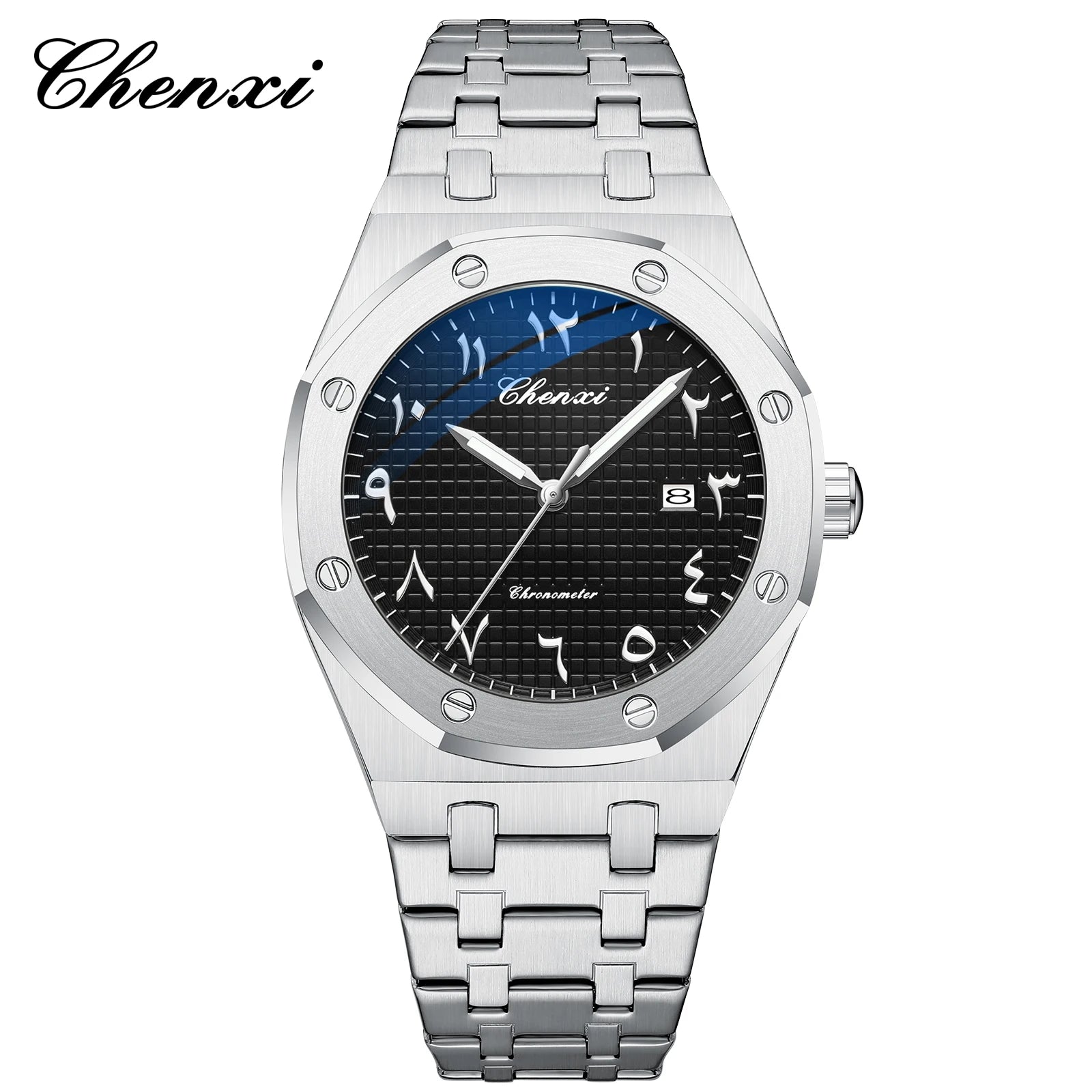 High-End Men'S Watches Waterproof 42Mm Special Eastern Arabic Numerals Dial Calendar Quartz Wristwatch Man Luxury Watch