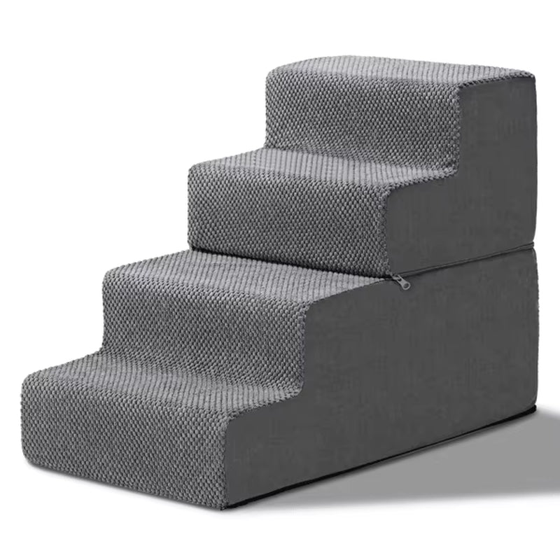 4 Step Dog Stairs for High Beds Non-Slip Removable Washable Cover Ramp Pet Accessory Small Indoor Outdoor Cats Dogs Model