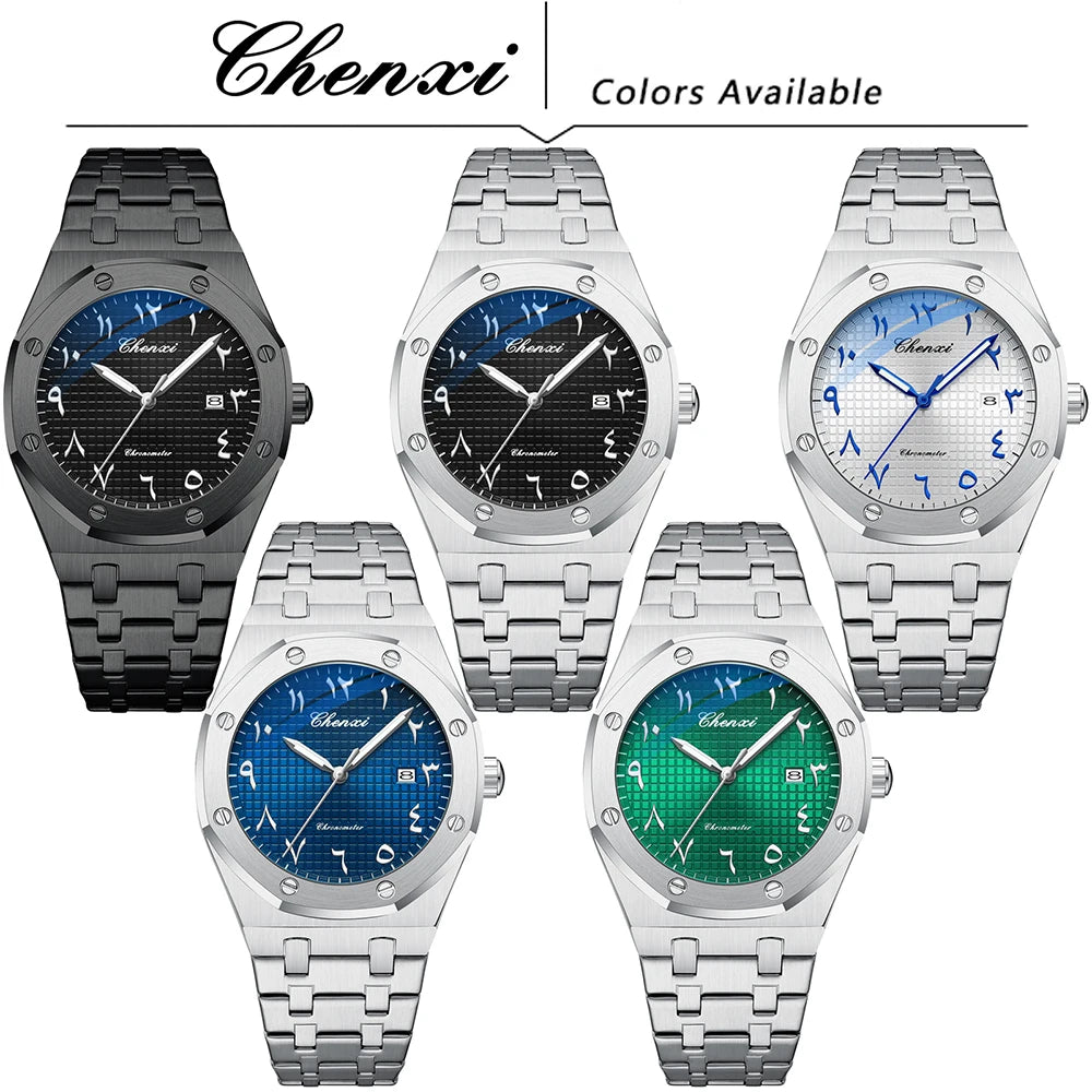 High-End Men'S Watches Waterproof 42Mm Special Eastern Arabic Numerals Dial Calendar Quartz Wristwatch Man Luxury Watch