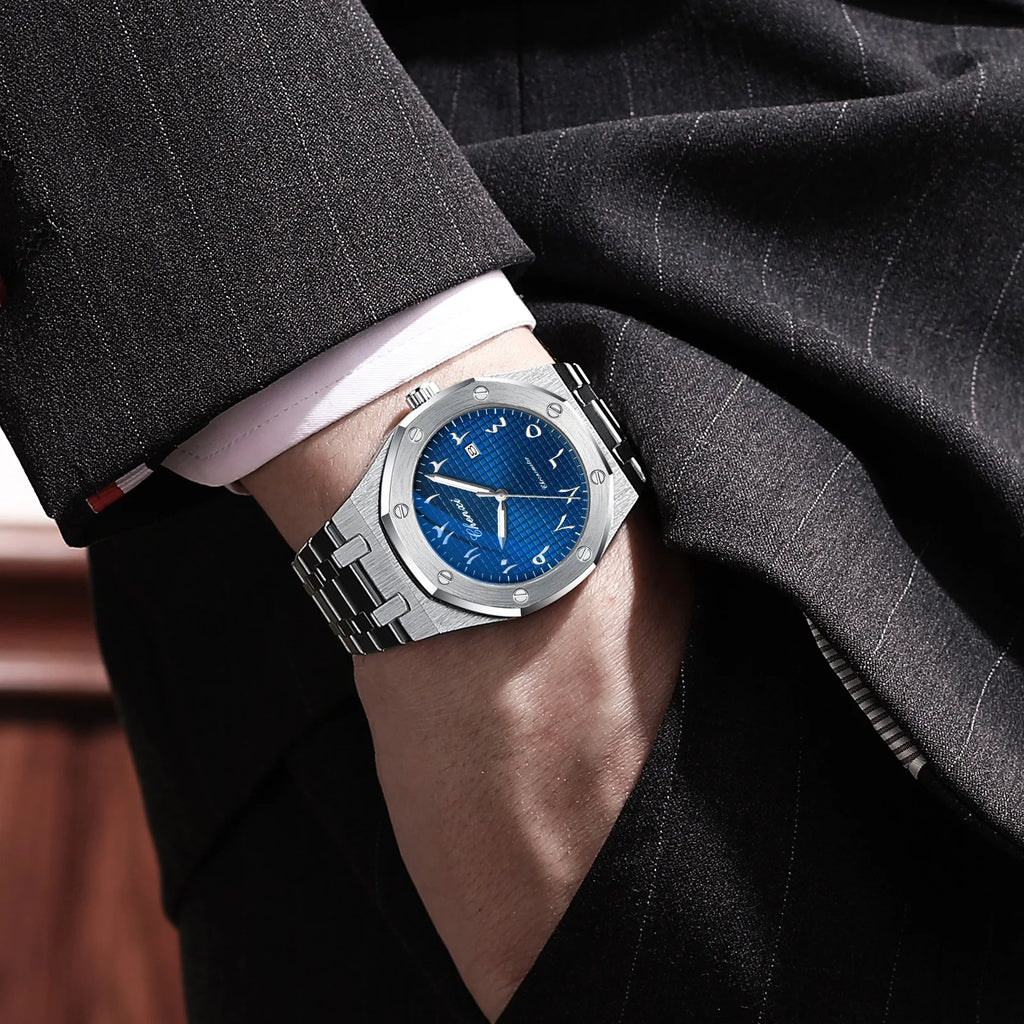 High-End Men'S Watches Waterproof 42Mm Special Eastern Arabic Numerals Dial Calendar Quartz Wristwatch Man Luxury Watch
