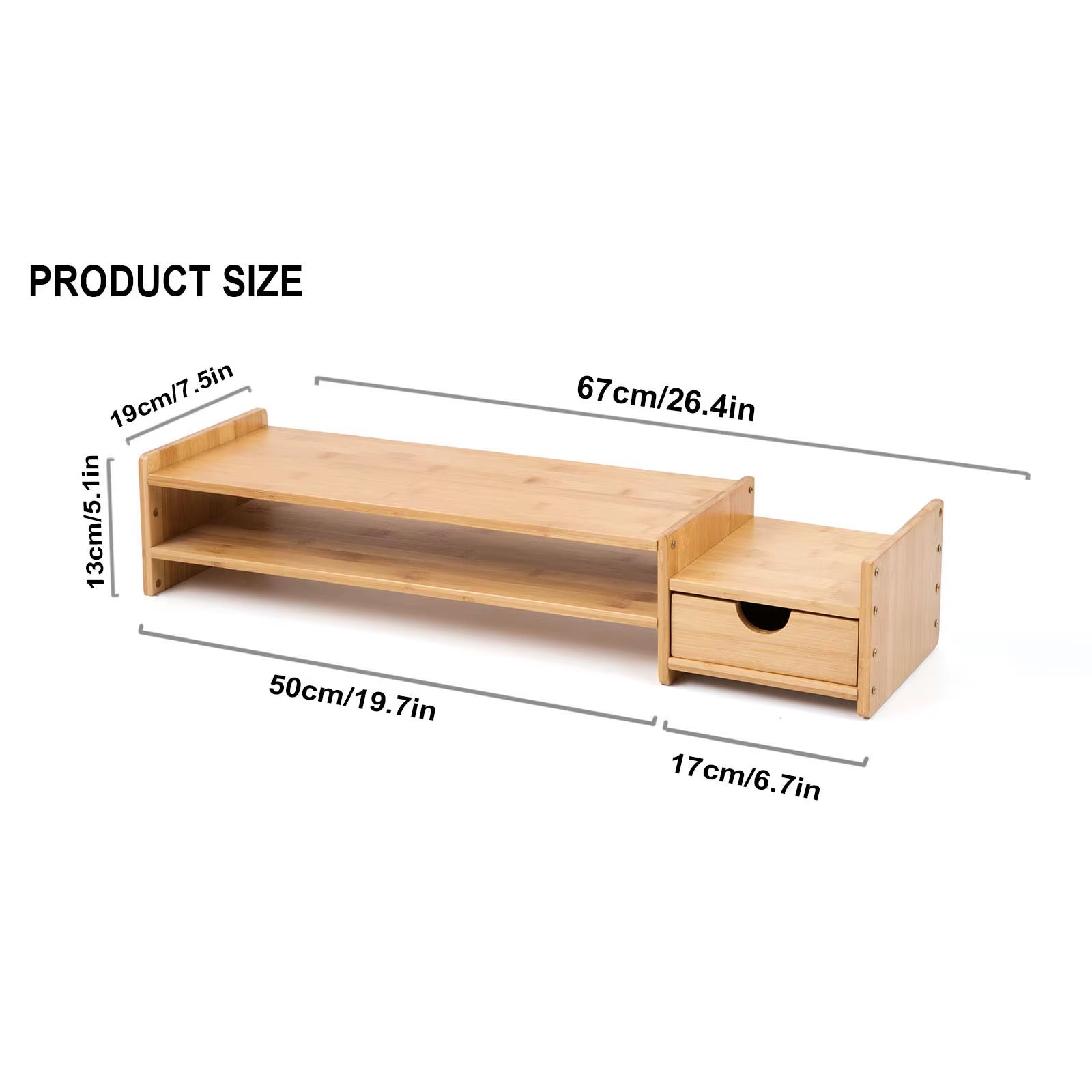 Monitor Stand Riser Desk Organizer with Drawers, Adjustable Desktop Storage Organizer for Computer, Printer, Cellphone
