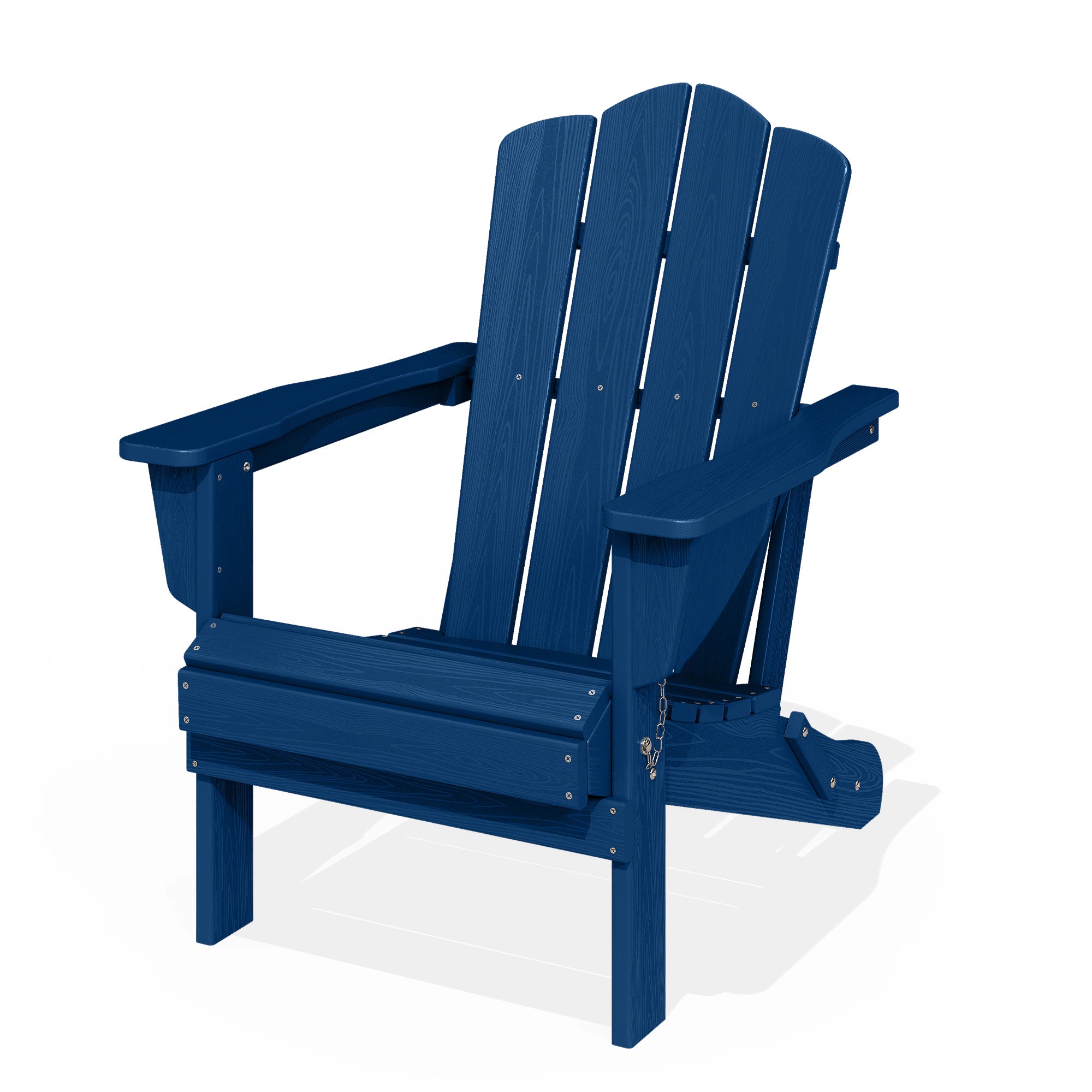 HDPE Folding Adirondack Chair Stackable Navy HDPE Frame Stationary Adirondack Chair with Slat Seat