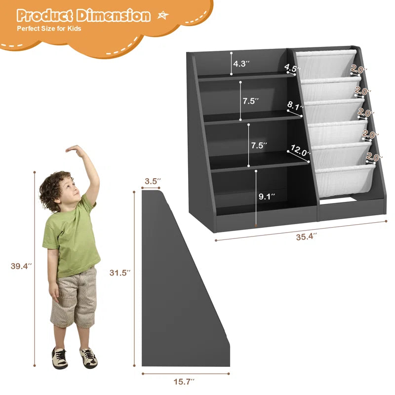 Maggiorina Kids Standard Bookcase, Storage Book Rack, Organizer Cabinet, Book Display
