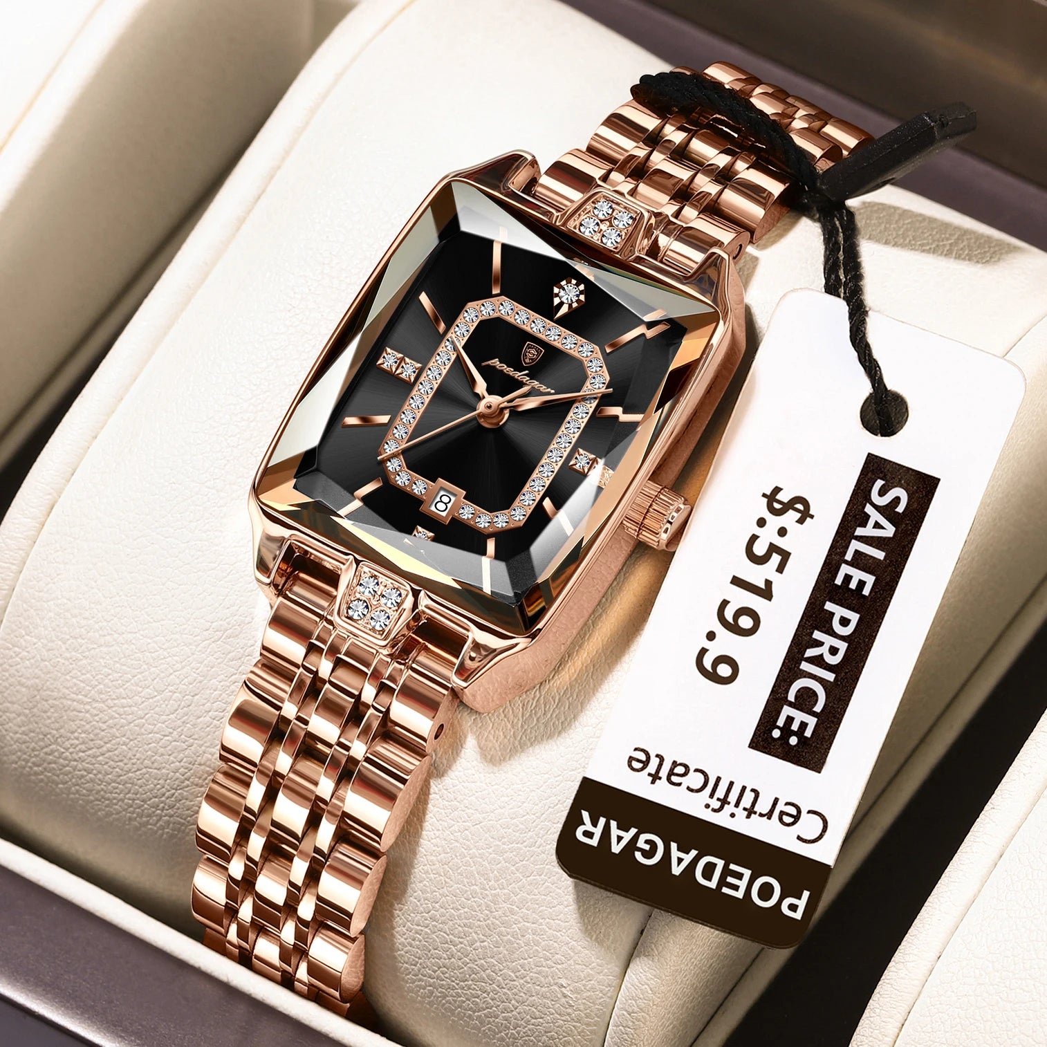 Luxury Watch for Woman Waterproof Calendar High Quality Ladies Watch Stainless Steel Quartz Women'S Watches Elegant+Box
