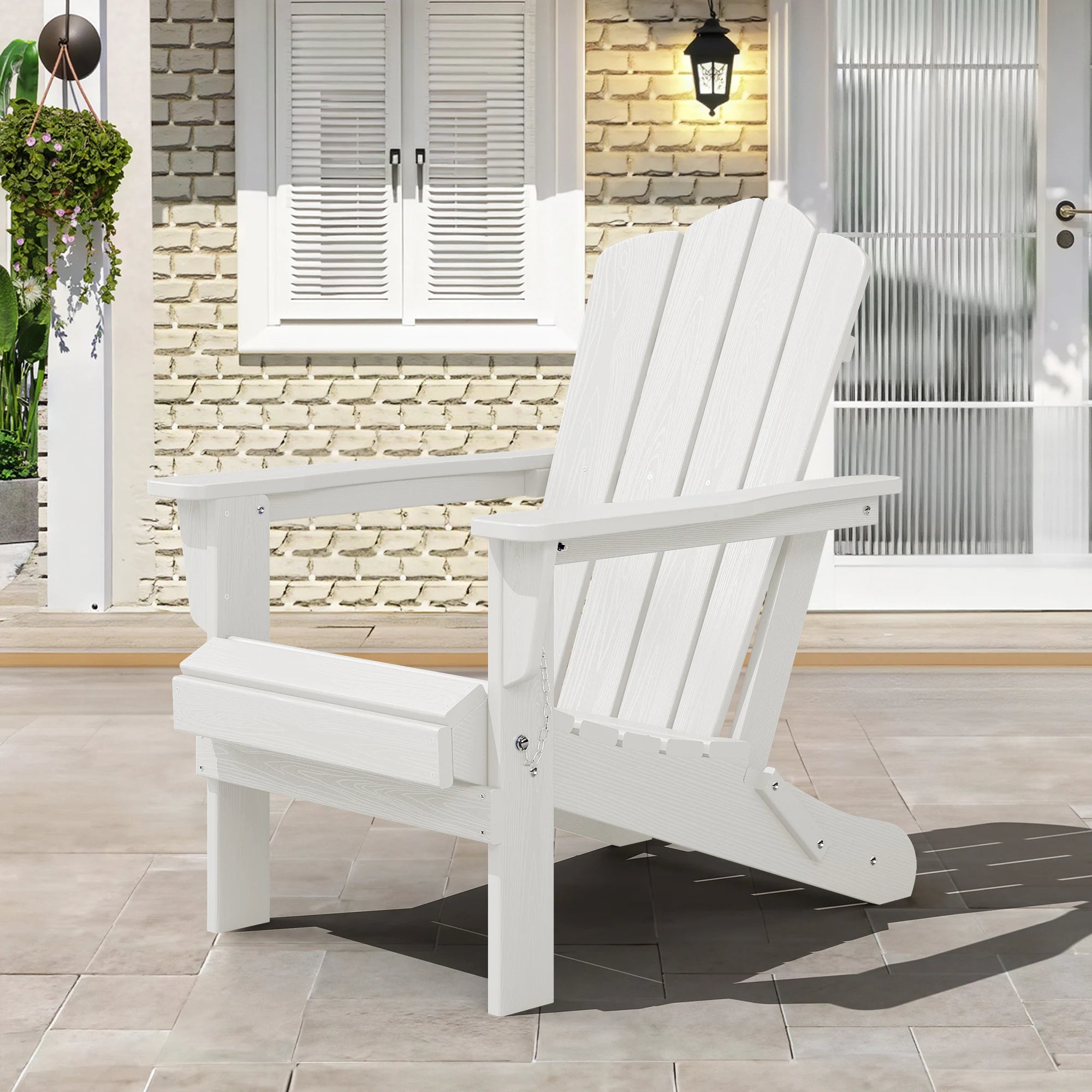 HDPE Folding Adirondack Chair Stackable Navy HDPE Frame Stationary Adirondack Chair with Slat Seat