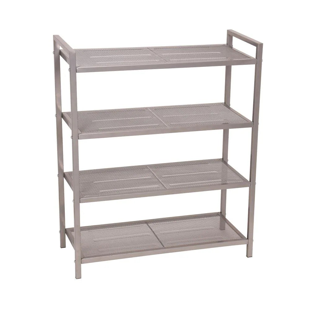 32-In H 4 Tier 12 Pair Nickel Metal Shoe Rack