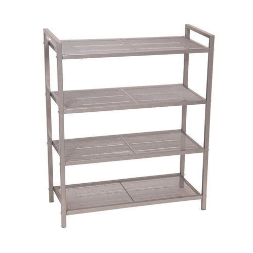 32-In H 4 Tier 12 Pair Nickel Metal Shoe Rack