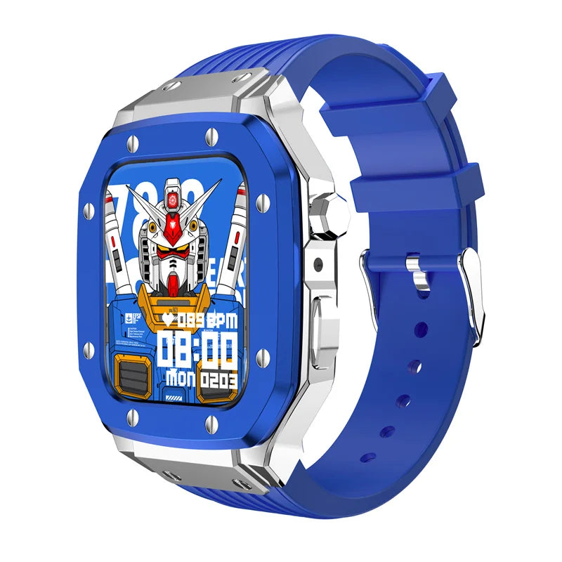 Luxury Modification Kit for Apple Watch Series 8 7 45Mm Men Rugged Case for Iwatch 6 5 4 44Mm Metal Cover+Silicone Sports Strap