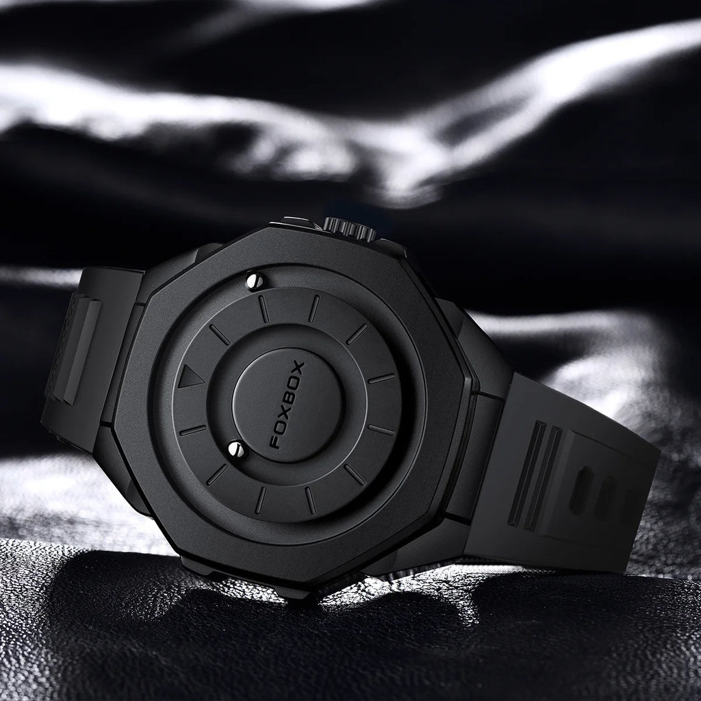 Fashion Casual Men'S Watch Silicone Waterproof Sports Quartz Wristwatches Luxury Rolling Magnetic Steel Ball Business Man Watch
