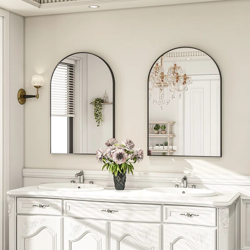 Rasto Aluminum Framed Arched Wall Mounted Bathroom Vanity Mirror