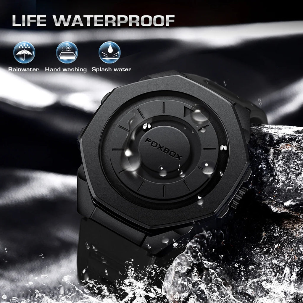 Fashion Casual Men'S Watch Silicone Waterproof Sports Quartz Wristwatches Luxury Rolling Magnetic Steel Ball Business Man Watch