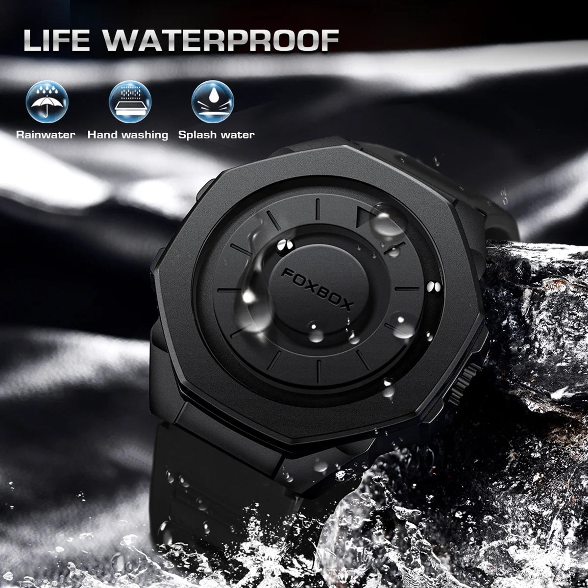 Fashion Casual Men'S Watch Silicone Waterproof Sports Quartz Wristwatches Luxury Rolling Magnetic Steel Ball Business Man Watch